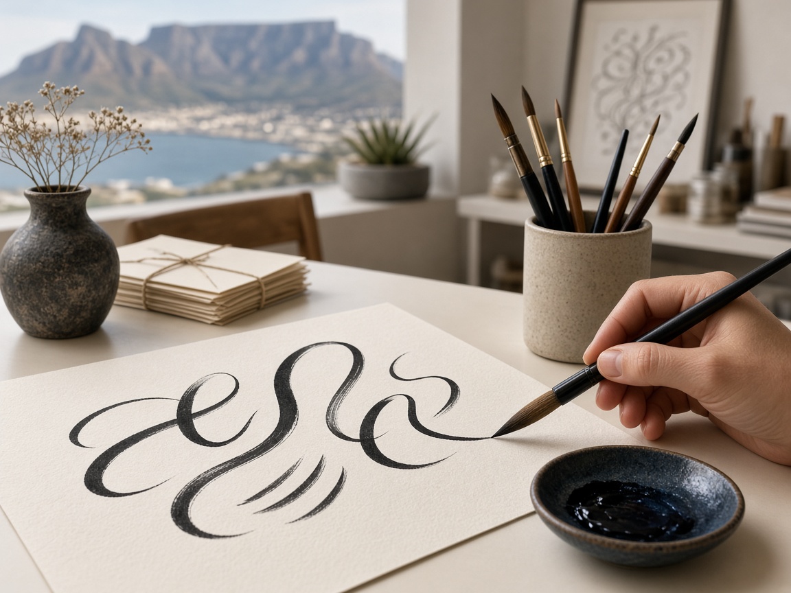 Brush lettering at Vividdew House
